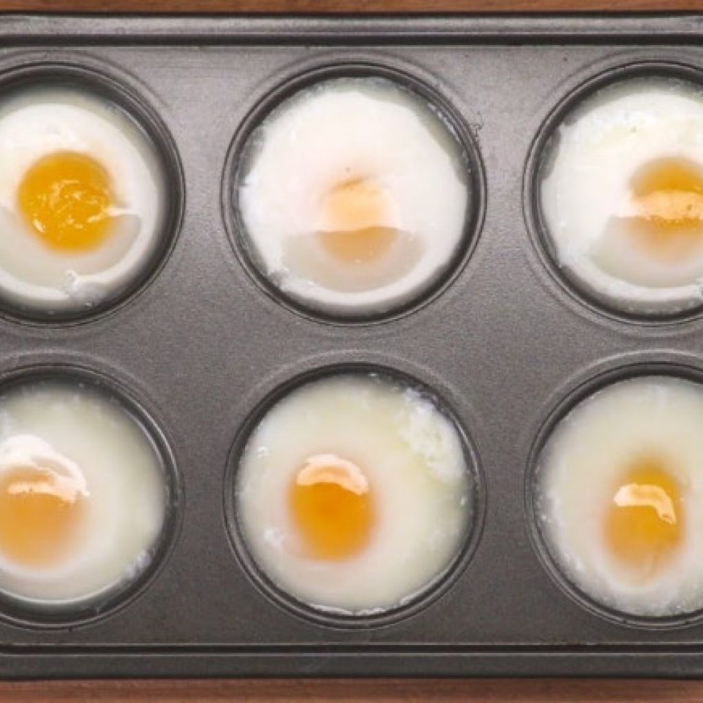 poached eggs in muffin tin