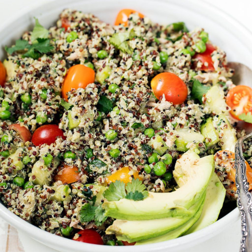 Basic Quinoa Recipe, Quinoa Salad with Mixed Vegetables and Tuna