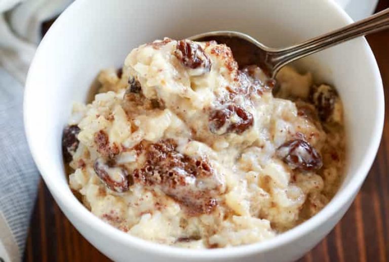 Baked Rice Pudding with Uncooked Rice for Sweet and Delicious Dish