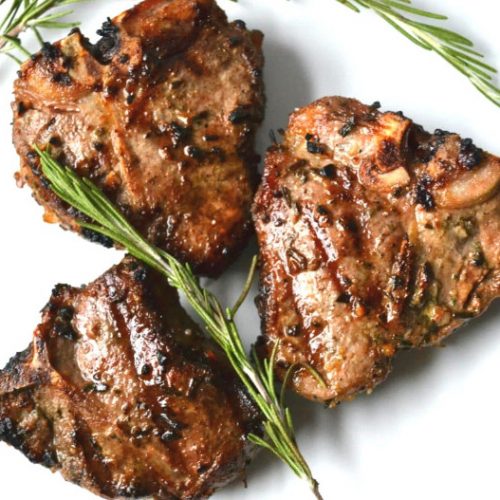 Halal Lamb Chops Grilled Barbecue Recipe with Garlic and Rosemary